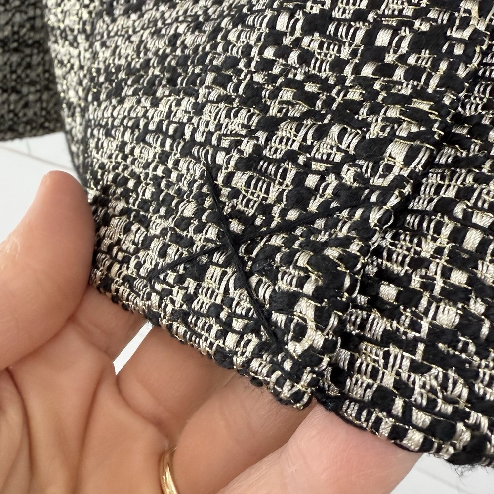 NEW Evereve STARSTRUCK Tweed Blazer Women L Black White Metallic Gold Button - Picture 9 of 13